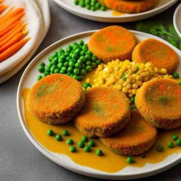 Морковные котлеты с горошком и кукурузой